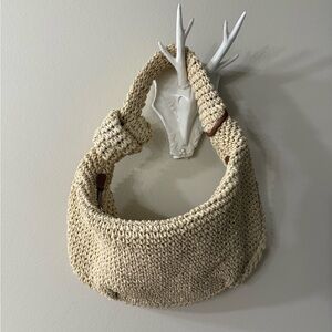 BTB Los Angeles Straw Raffia Lucia Knotted Hobo Bag